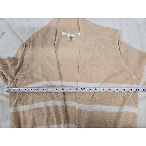 Max Studio Duster Long Cardigan Linen Blend White Tan Striped Women’s Size XL - Picture 8 of 8